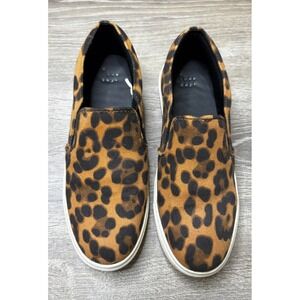 A New Day Slip On Shoes Black Brown Animal Print Flat Sneakers Black‎ Brown 7.5